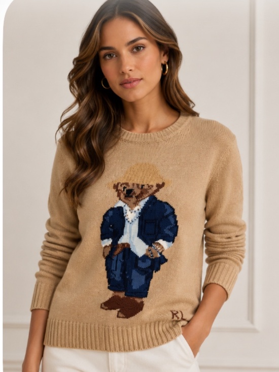 Polo Ralph Lauren Sweaters - NWOT Polo Ralph Lauren Bear Rolled Neck Tan Cotton Sweater Size US XL